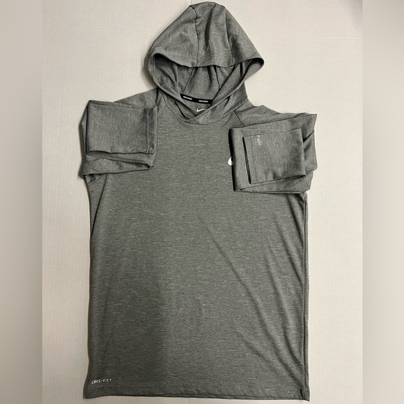 Nike-  Swim Hoodie - Mens - Gray - 100% Polyester - Dri-Fit - UPF 40+ - Picture 2 of 12